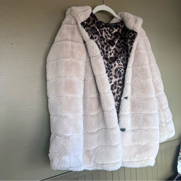 Laundry by Shelli Segal Faux Fur Leopard Print lining Hooded Jacket - Picture 3 of 8